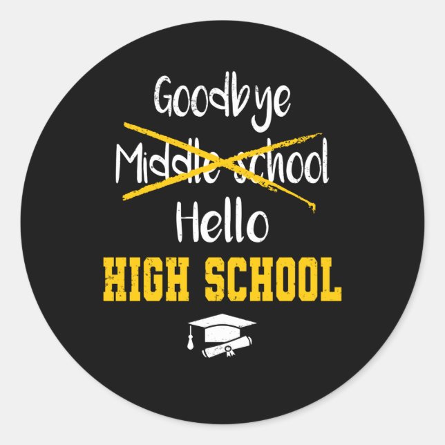 Middle School Diploma Graduation High School Classic Round Sticker (Front)