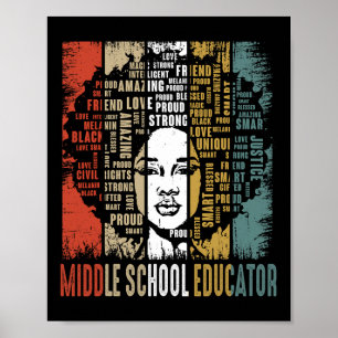 Middle School Educator Afro African Black History Poster