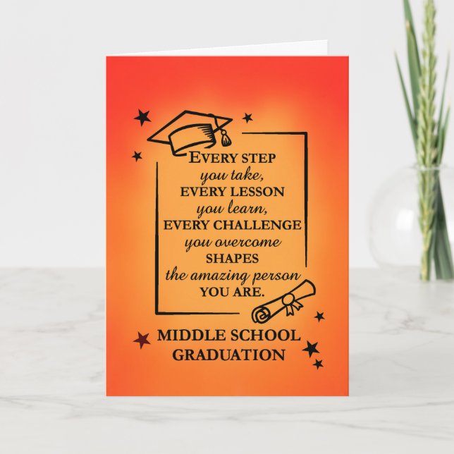 Middle School Graduation Inspirational Quote Card (Front)