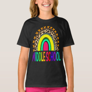 Middle School Rainbow Leopard Back To School T-Shirt