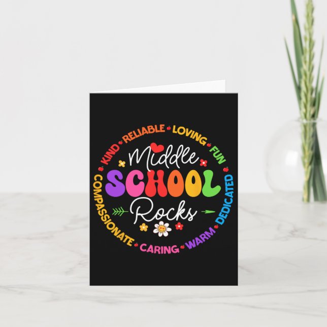Middle School Rocks Back To School For Teacher  Card (Front)