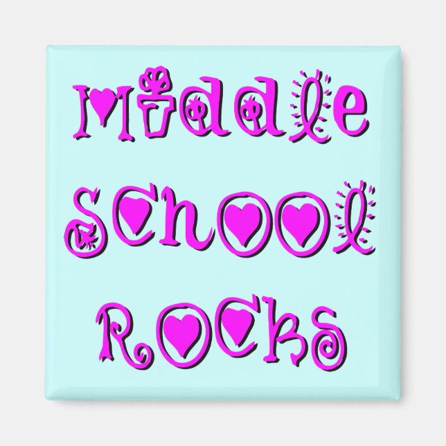 Middle School Rocks - Hearts Flowers Magnet (Front)