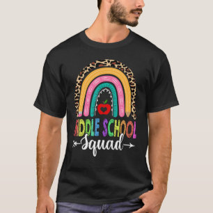Middle School Squad Rainbow Leopard Teacher Back T T-Shirt
