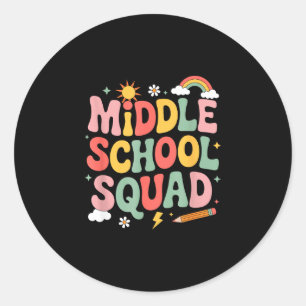 Middle school squad teacher teaching kids educator classic round sticker
