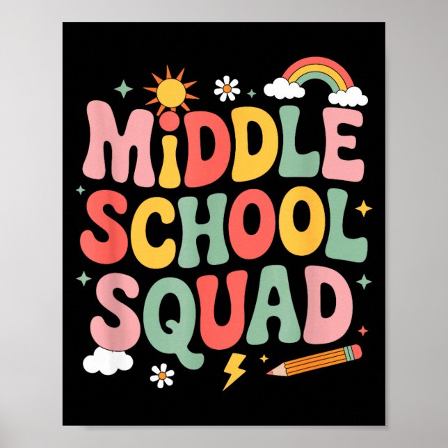 Middle school squad teacher teaching kids educator poster (Front)
