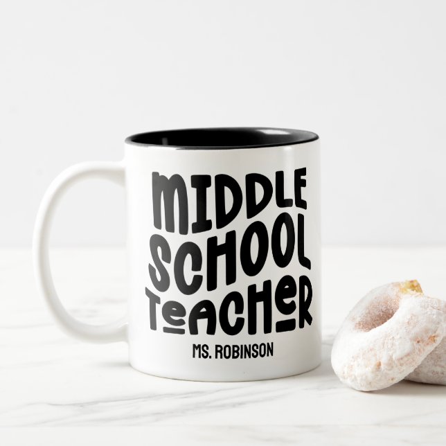 Middle School Teacher Appreciation Custom Two-Tone Coffee Mug (With Donut)