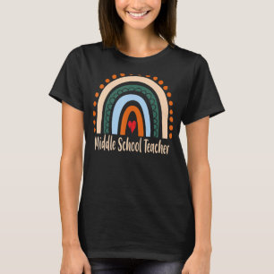Middle School Teacher Boho Rainbow Graduation Than T-Shirt