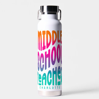 Middle School Teacher Colourful Ombre Water Bottle