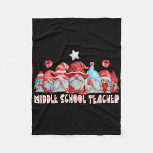 Middle School Teacher Job Christmas Gnome Ck To Sc Fleece Blanket