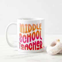 Middle School Teacher Orange Red Ombre Text