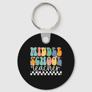 Middle School Teacher Retro Groovy Happy Last Day  Keychain