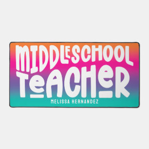 Middle School Teacher Text Design Colorful Ombre Desk Mat