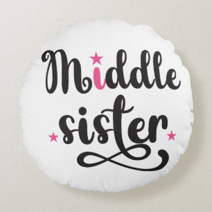 Middle Sister, Cute Stars Round Pillow