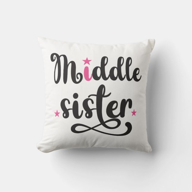 Middle Sister, Cute Stars Throw Pillow (Front)