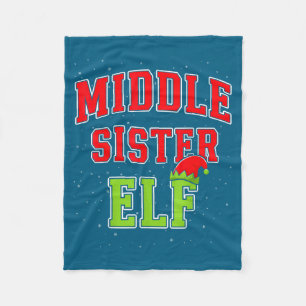 Middle Sister Elf Christmas Family Matching Group  Fleece Blanket