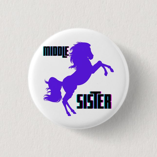 Middle Sister Purple Pony Rearing 1 Inch Round Button (Front)