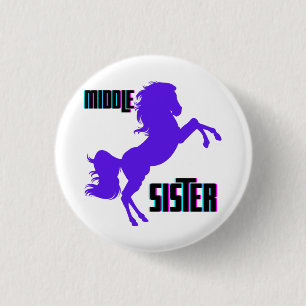 Middle Sister Purple Pony Rearing 1 Inch Round Button