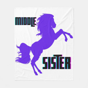 Middle Sister Purple Pony Rearing Fleece Blanket