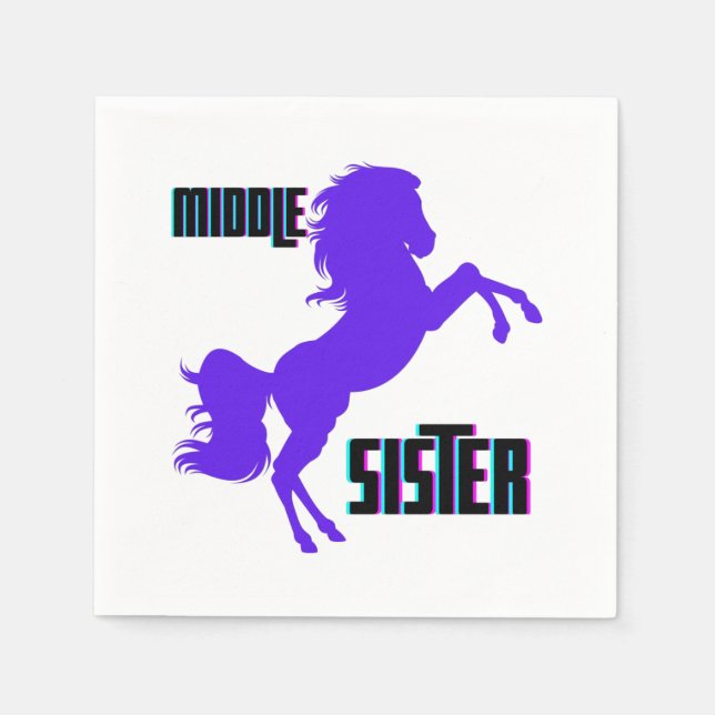 Middle Sister Purple Pony Rearing Napkin (Front)