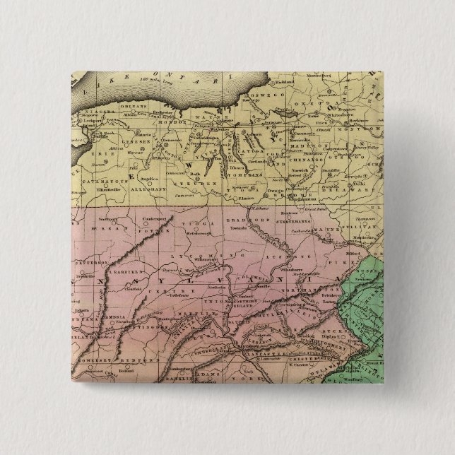 Middle States Olney Map 2 Inch Square Button (Front)