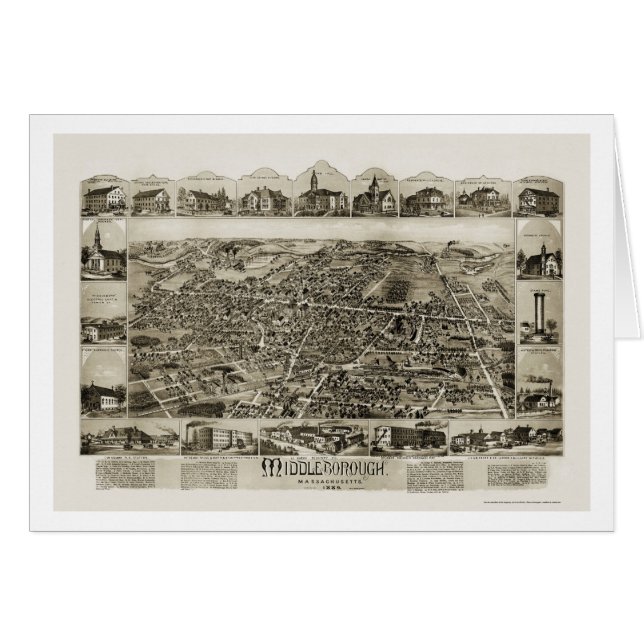 Middleborough, carte panoramique de mA - 1889 (Devant horizontal)