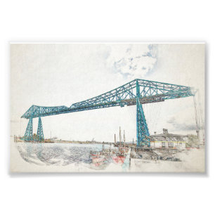 Middlesbrough Transporter Bridge Artistic Sketch Photo Print