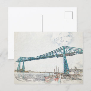 Middlesbrough Transporter Bridge Artistic Sketch Postcard