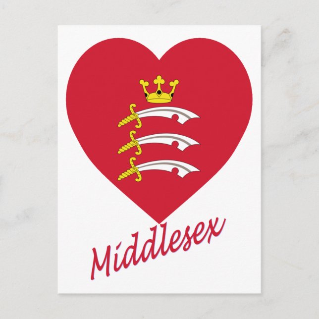 Middlesex Flag Heart with Name Postcard (Front)