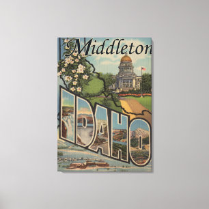 Middleton, Idaho - Large Letter Scenes Canvas Print