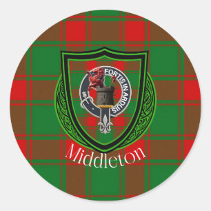 Middleton Scottish Clan Tartan & Crest Classic Round Sticker