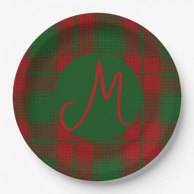 Middleton Tartan Monogrammed Paper Plate (Front)