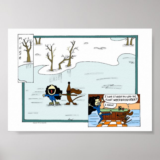 Midge and Melissa Floor Skating Comic Poster (Front)