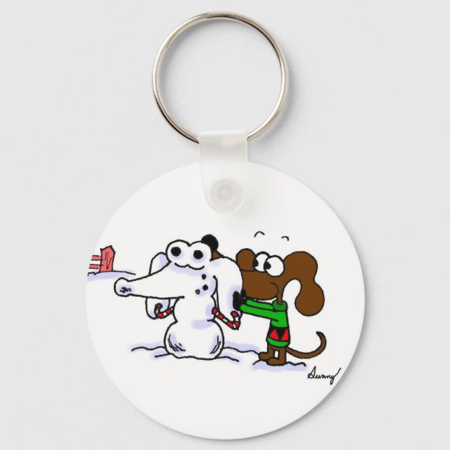 Midge Building Snowdog Keychain (Front)
