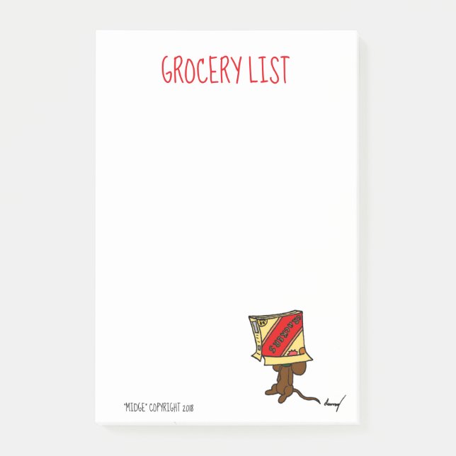 Midge "Grocery List" Notes (Front)