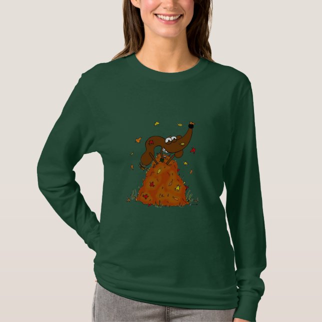 Midge in a Pile of Leaves Shirts (Front)