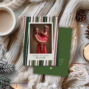 Midgreen Stripe Photo Christmas and Holiday Card