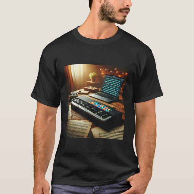 MIDI Keyboard Controller - Synthesizer Retro T-Shirt (Front)