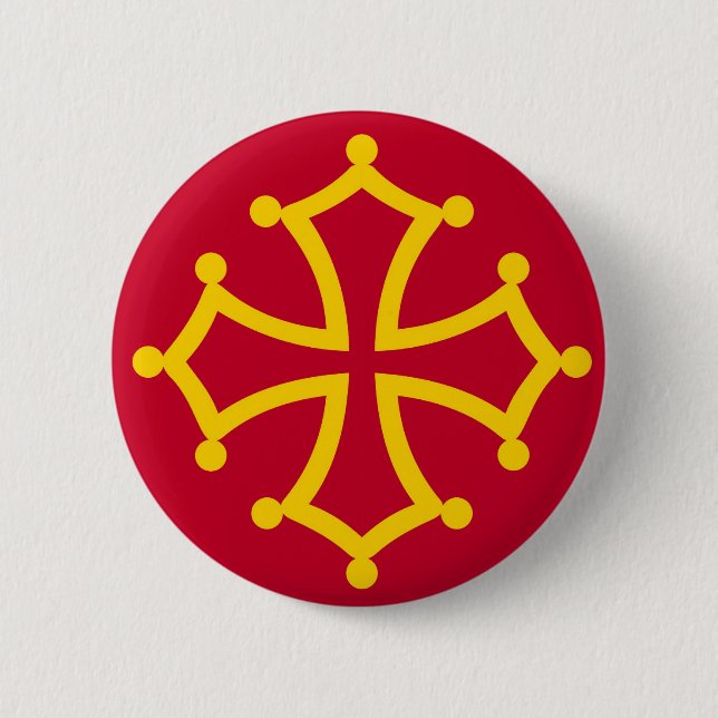 Midi Pyrenees flag france country french region 2 Inch Round Button (Front)