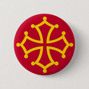 Midi Pyrenees flag france country french region 2 Inch Round Button