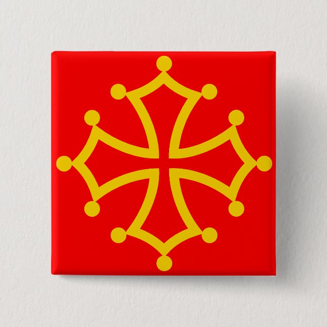 Midi-Pyrenees, France flag 2 Inch Square Button (Front)
