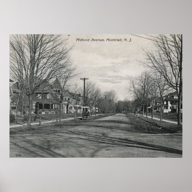 Midland Ave., Montclair, NJ 1908 Vintage Poster (Front)