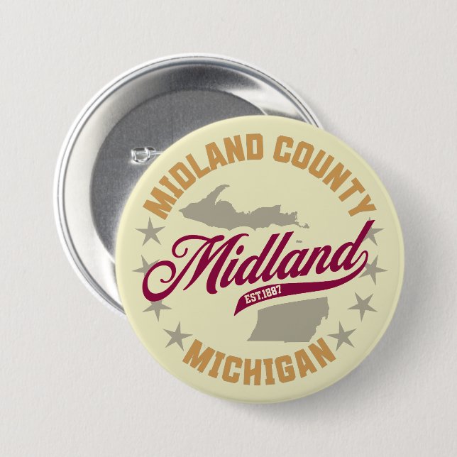 Midland,Michigan 3 Inch Round Button (Front & Back)