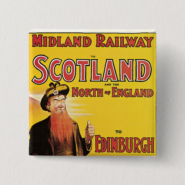 Midland Railway to Scotland 2 Inch Square Button (Front)