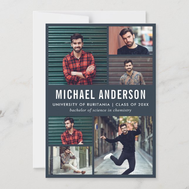 Midnight 6 Photo Chalkboard Graduate Announcement (Front)