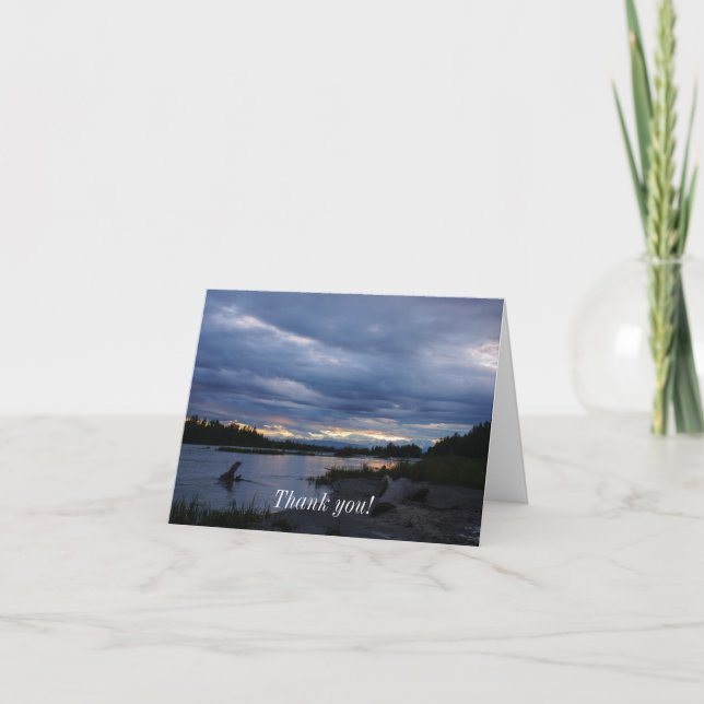 Midnight Alaska Sunset Thank You Card (Front)