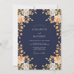 Midnight Amber Ranunculus Sage Wedding Invitation