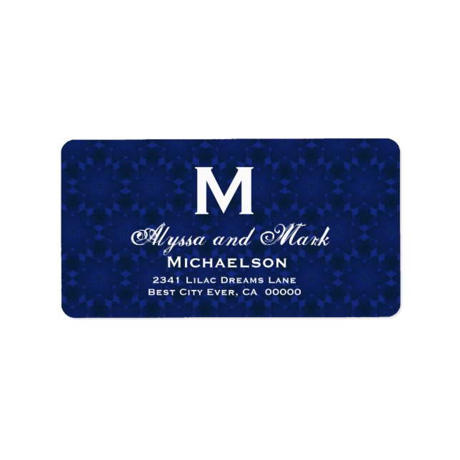 Midnight and White Wedding Monogram Label (Front)