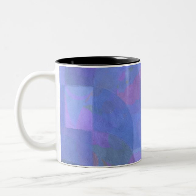 Midnight Arches – Indigo Abstract Geometry Two-Tone Coffee Mug (Left)