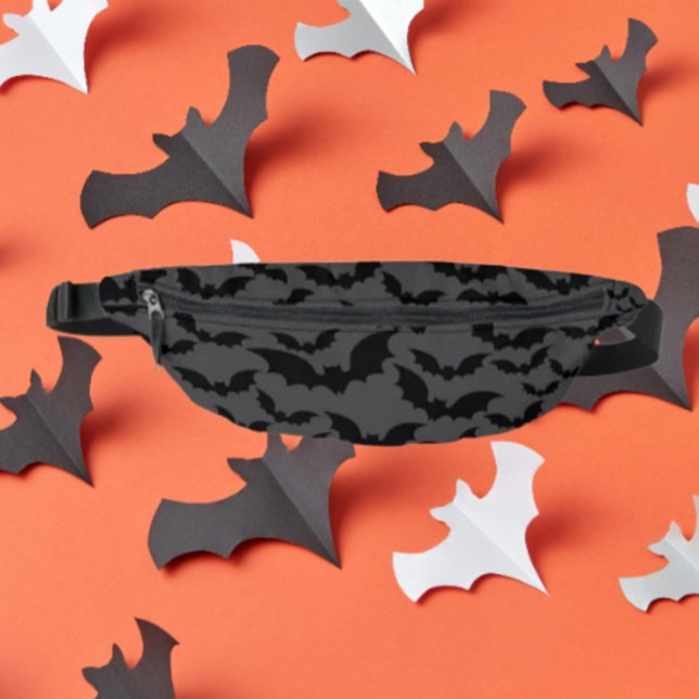 Midnight Bat Swarm Fanny Pack – Dark Grey & Black  (Creator Uploaded)