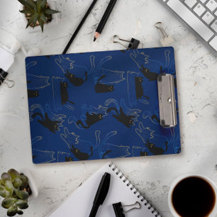 Midnight Black Cats– modern minimal Pattern Clipboard